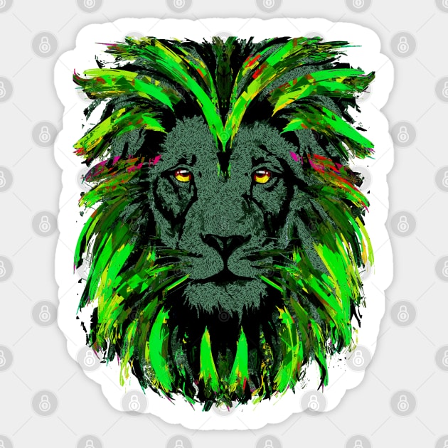 Green Lion Head - Lion Face Sticker by BigWildKiwi